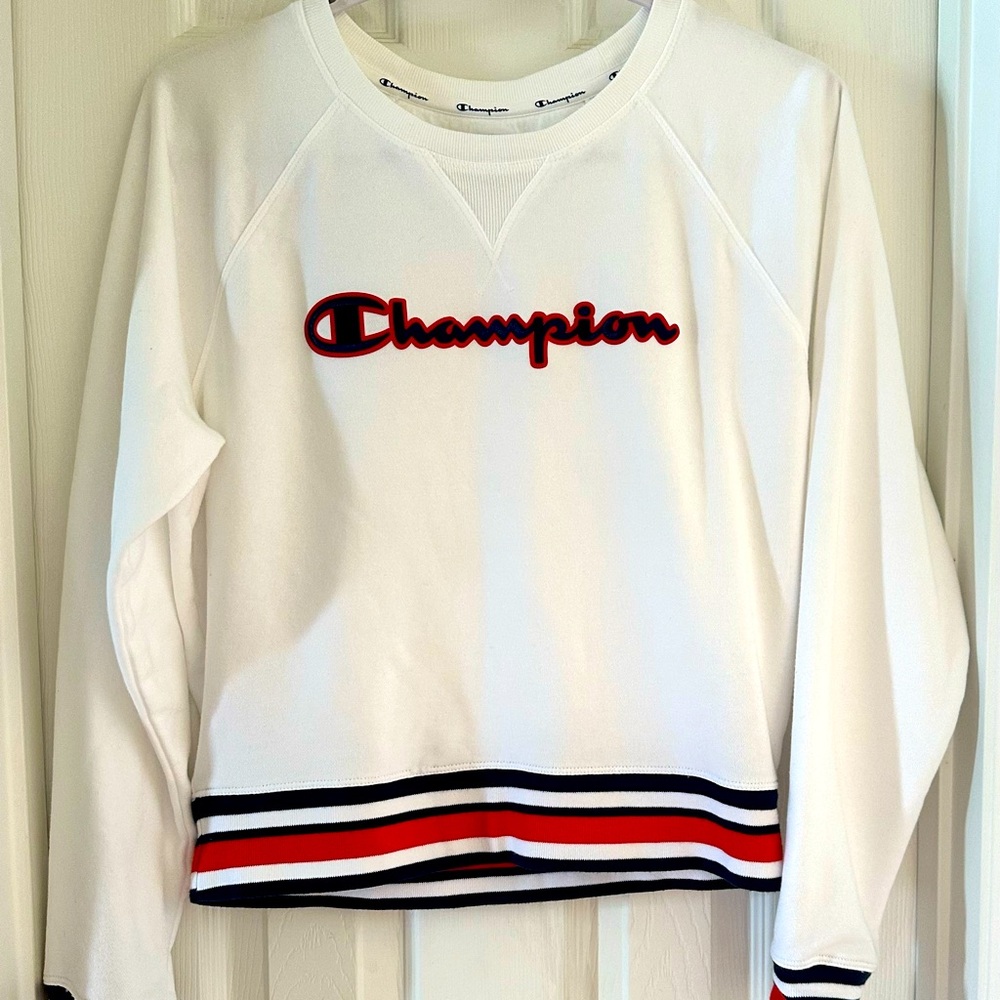 Champion-Woman’s White,Red,Blue Sweatshirt